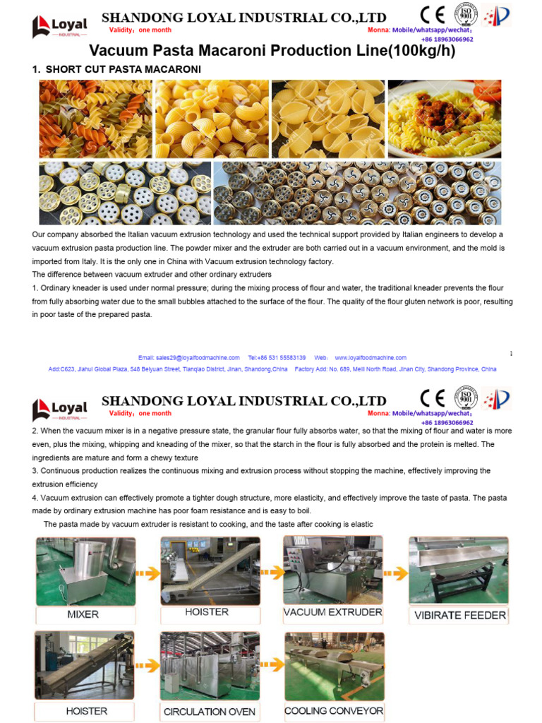Vacuum Pasta Production Line Overview | PDF | Pasta | Extrusion