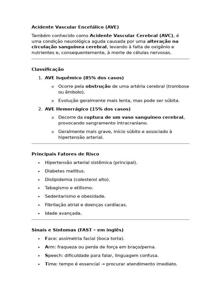 Entenda o Acidente Vascular Encefálico | PDF | AVC | Fisiologia