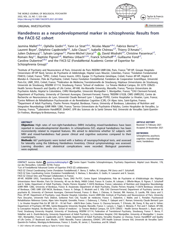 Handedness and Schizophrenia Outcomes | PDF | Wechsler Adult ...