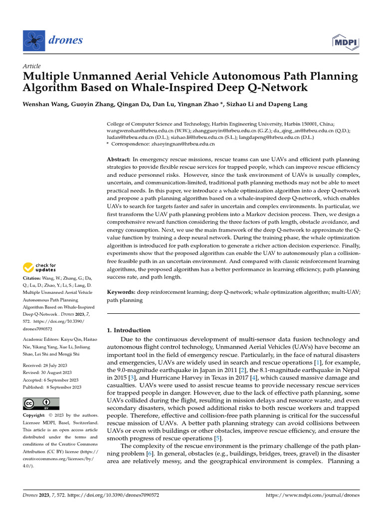 Whale-Inspired UAV Path Planning Algorithm | PDF | Unmanned Aerial ...