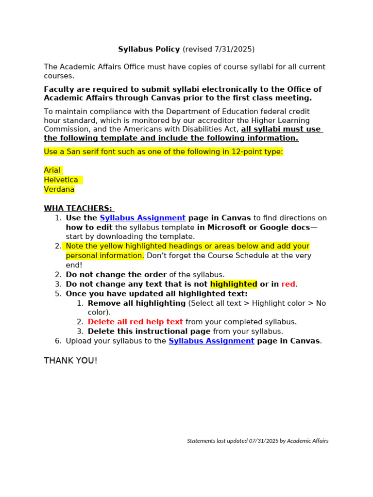 Course Syllabus Submission Guidelines | PDF | Title Ix | Academic ...