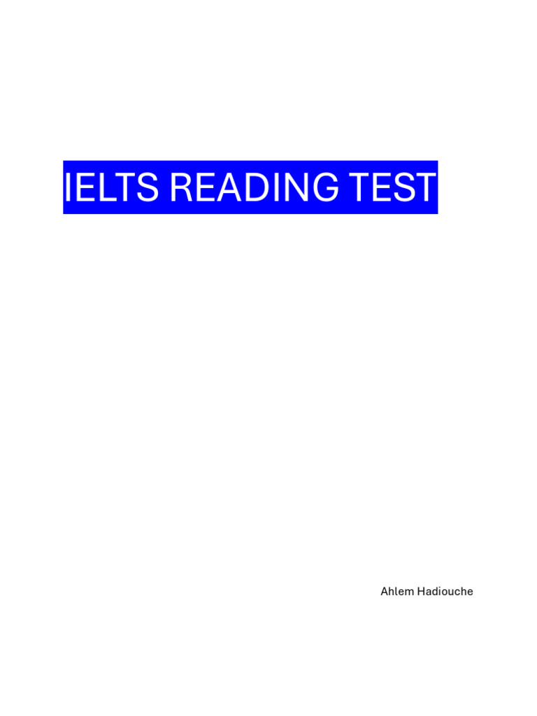 IELTS READING TEST-1 | PDF | Speed Reading | Question