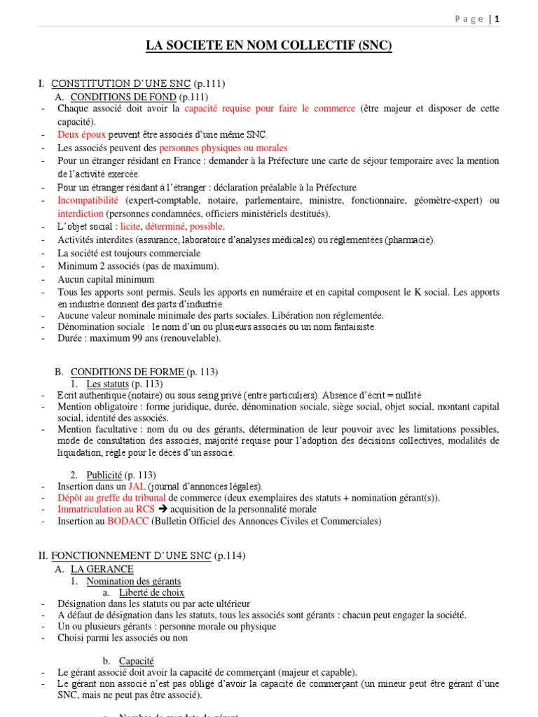 La Societe en Nom Collectif  Société en nom collectif  Liquidation