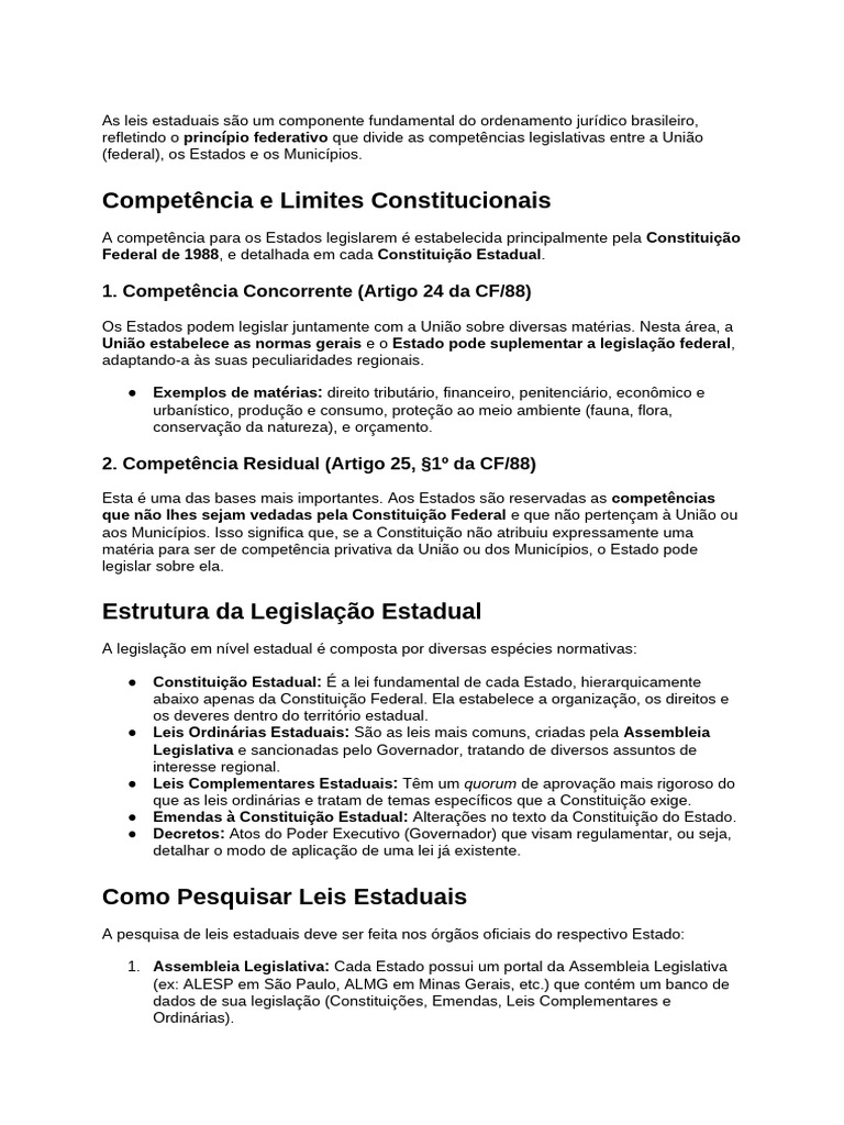 Entendendo as Leis Estaduais no Brasil | PDF | Constituição | Emenda ...