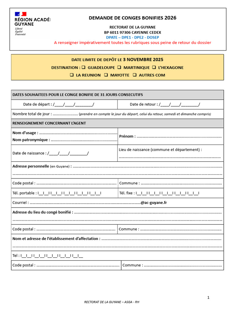 Demande de Cong S Bonifi S 2026 29025 | PDF | Certificat de naissance ...