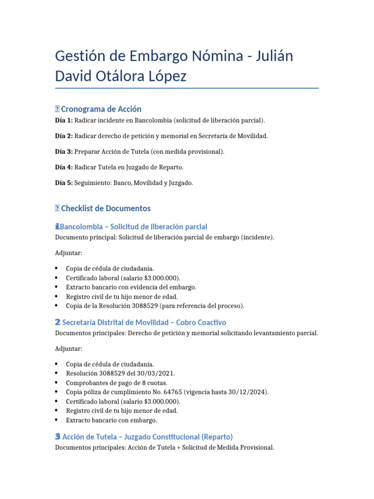 Gestion Embargo Julian Otalora | PDF