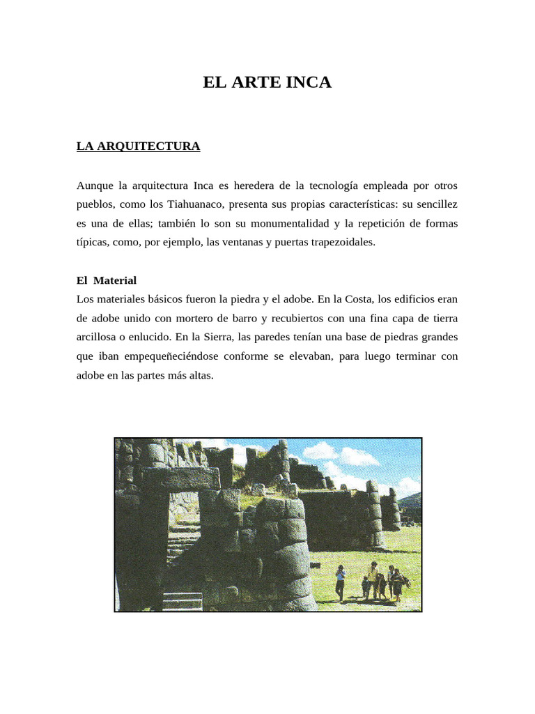 El Arte Inca | PDF | Imperio Inca | Machu Picchu
