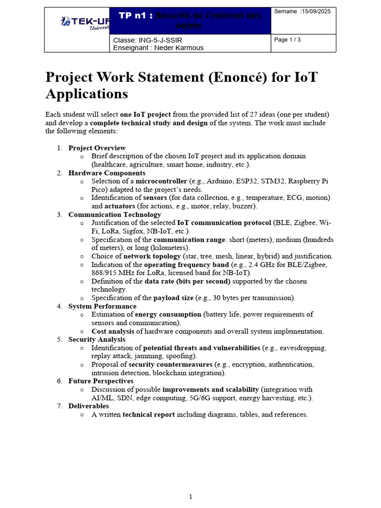 IoT Project Work: Security & Design Guide | PDF | Internet Of Things ...