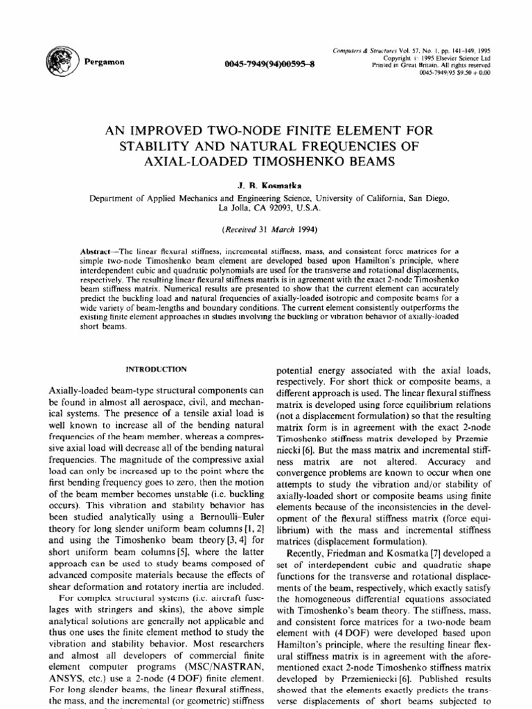 Loaded Timoshenko Beam | PDF | Bending | Buckling