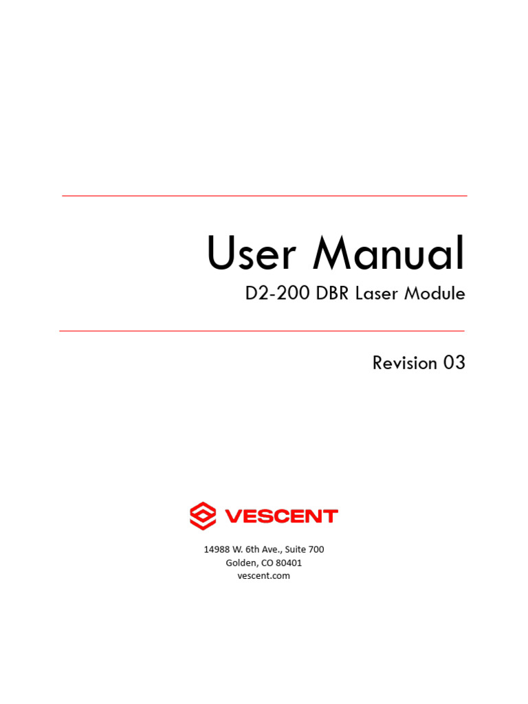 D2-200 DBR Laser Module User Manual | PDF | Laser | Optics