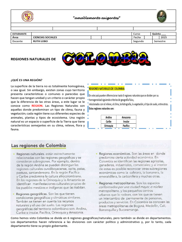 Regiones Naturales de Colombia: Guía Educativa | PDF | Colombia | Clima
