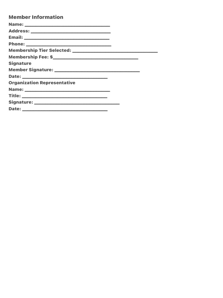 Membership Registration Form Template | PDF