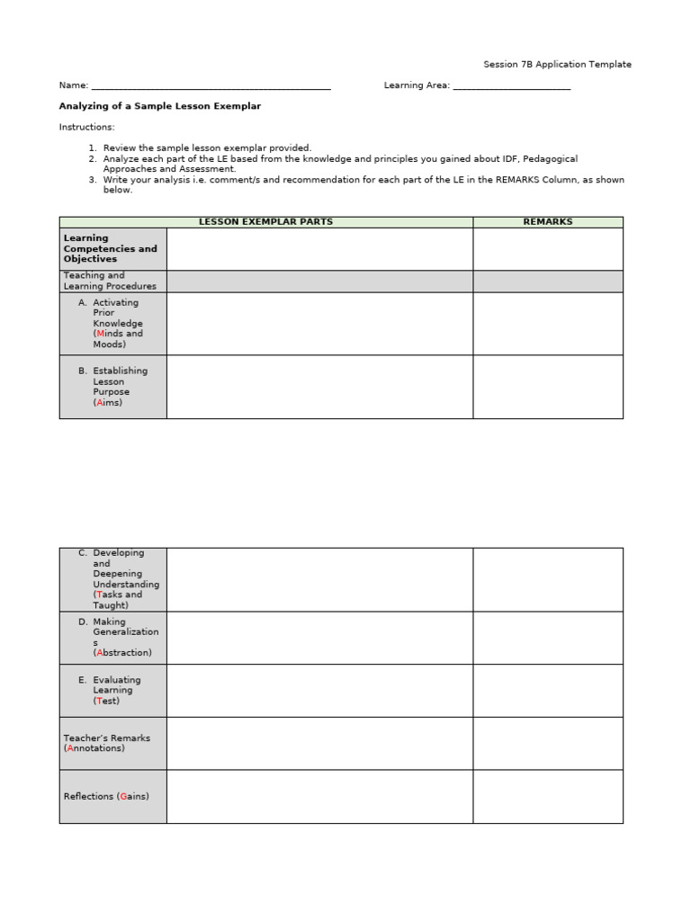 Science 7 - Session 7B Application Template | PDF