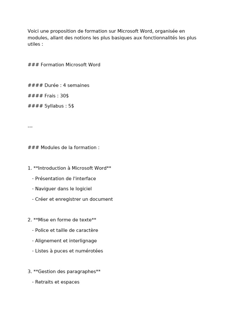 Formation Pratique Microsoft Word | PDF | Microsoft Word | Logiciel