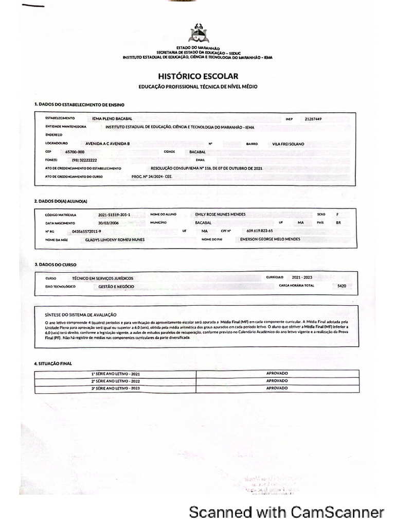 Histórico Escolar | PDF