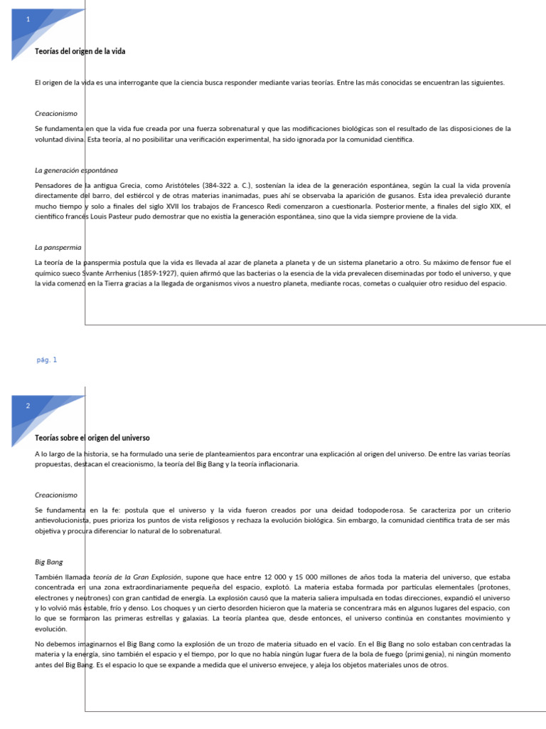 Teorías Del Origen de La Vida - Angel Palma | PDF | Universo | Big Bang