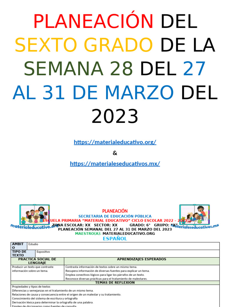 Planeación: Sexto Grado | PDF | Óptica | Plan de estudios