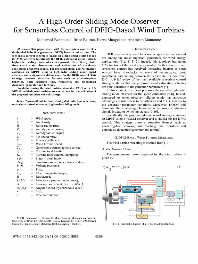 HOSM Observer for DFIG Wind Turbine Control | PDF | Wind Turbine | Turbine