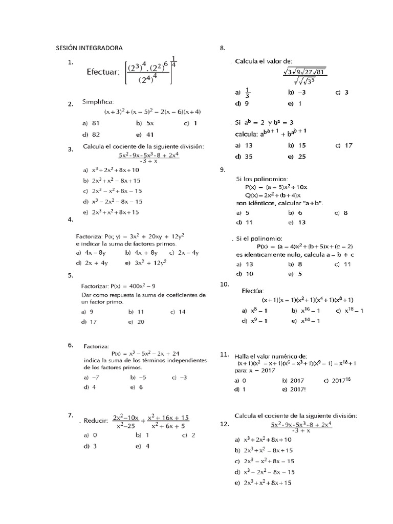 Sesión Integradora 1 Mate 1 | PDF