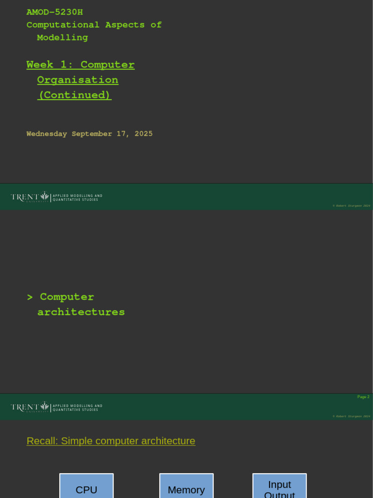 AMOD-5230H - Week 1c - Computer Organisation (Continued) | PDF ...