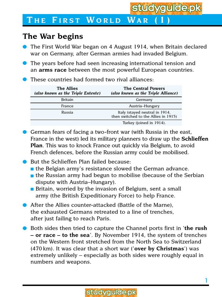 The First World War | PDF | Trench Warfare | Western Front (World War I)