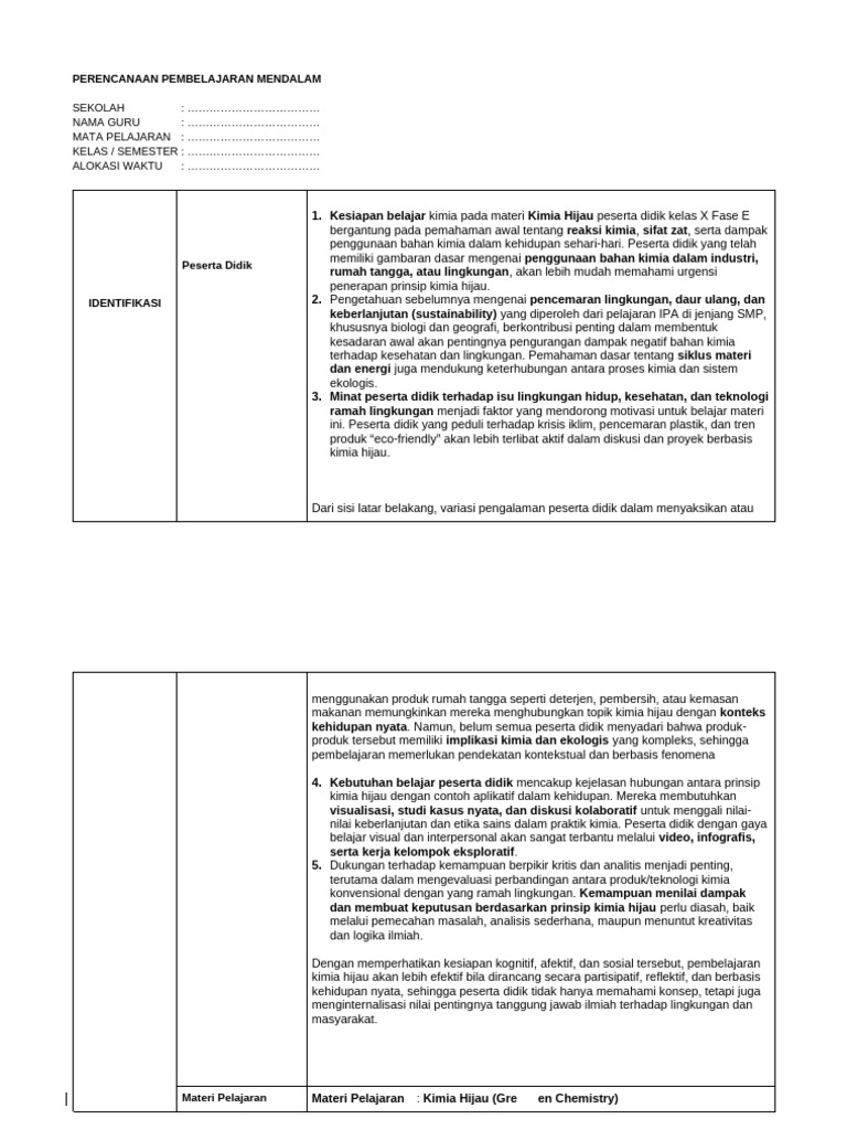 Template - RPP Pembelajaran Mendalam | PDF