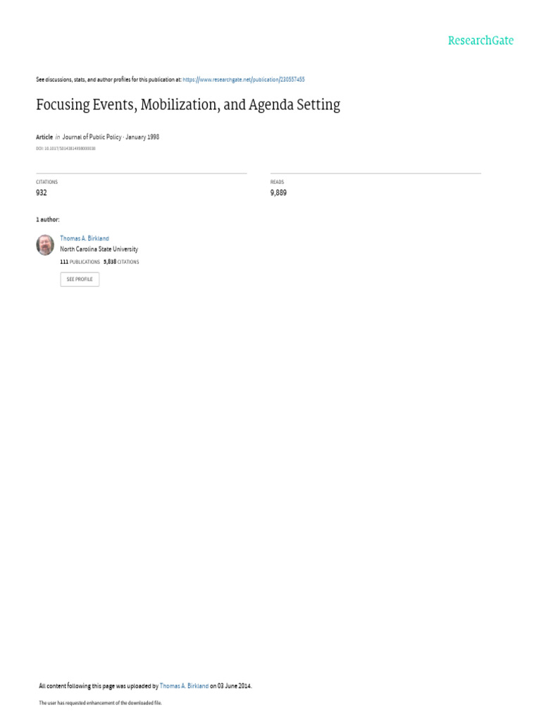 Focusing Events and Policy Change Dynamics | PDF | United States ...