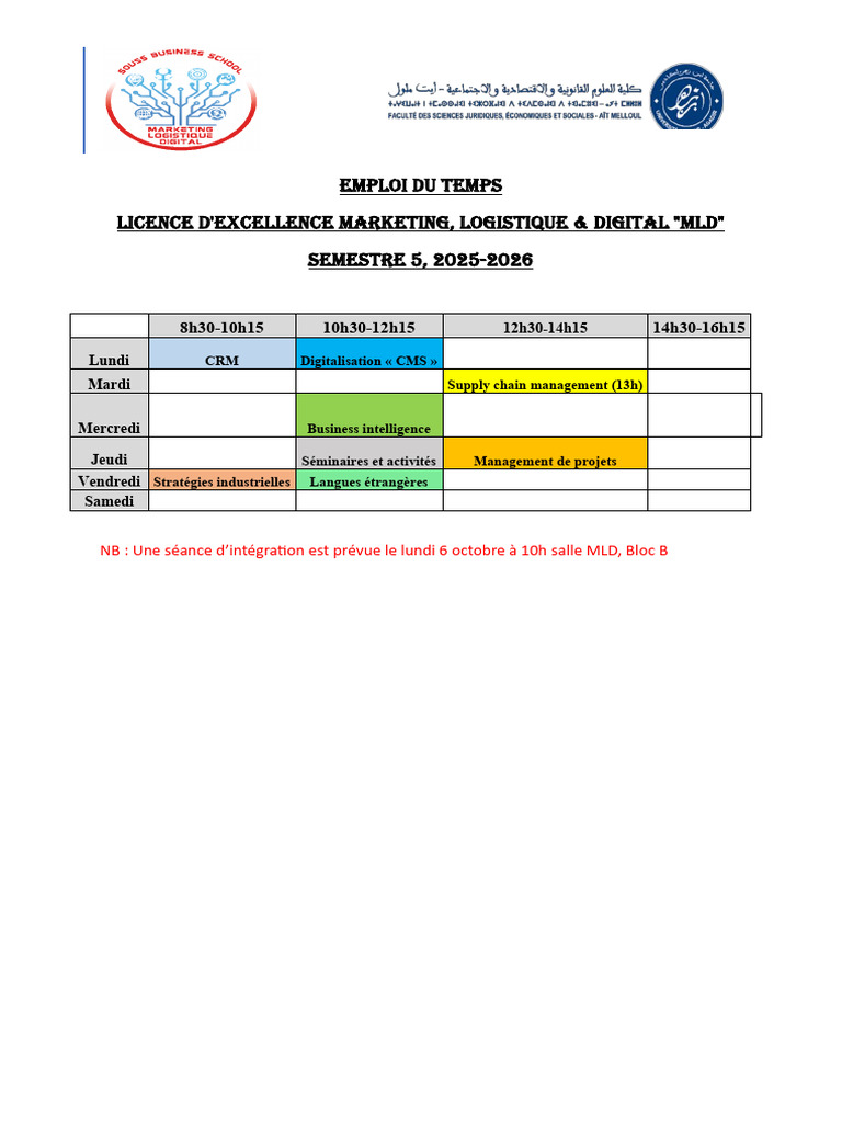 Emploi du temps Licence MLD 20252026 PDF — free download