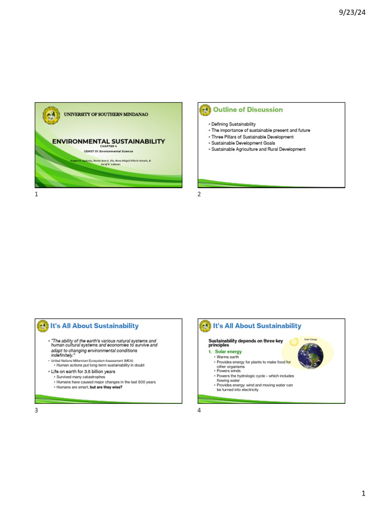 Understanding Environmental Sustainability | PDF | Renewable Energy ...