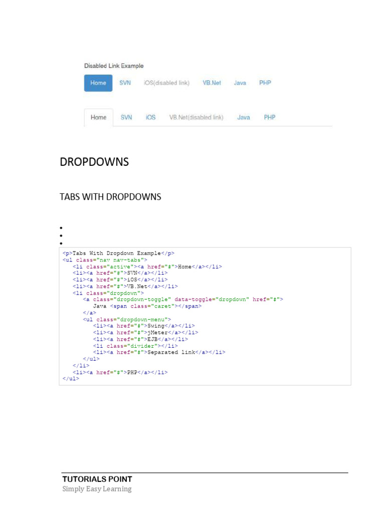 Create Dropdown Tabs with HTML | PDF