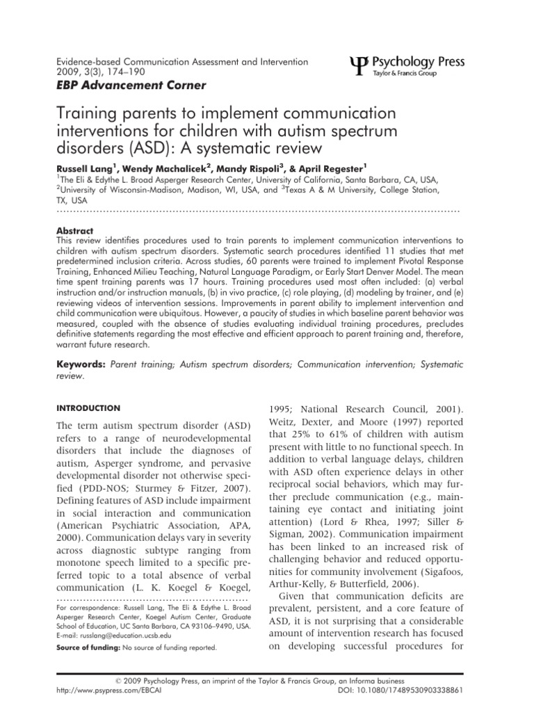 Parent Training for ASD Communication | PDF | Autism | Asperger Syndrome