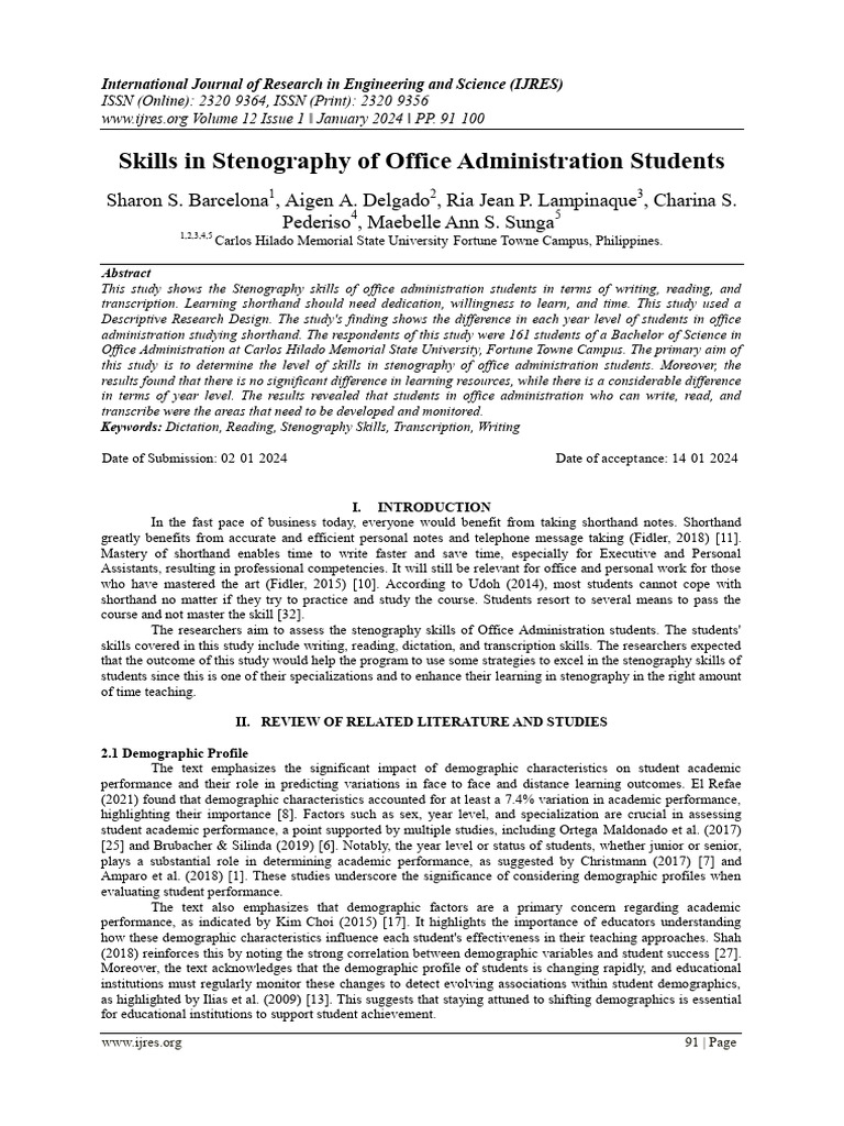 Stenography Skills in Office Admin Students | PDF | Shorthand | Learning
