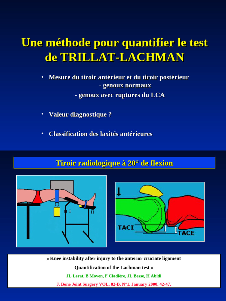 Méthode de quantification du test Lachman | PDF | Genou | Appareil ...