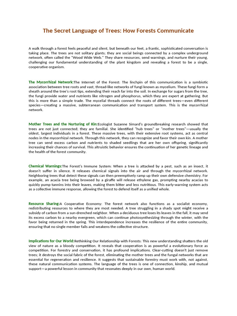 Trees' Secret Communication Revealed | PDF | Organisms | Plants