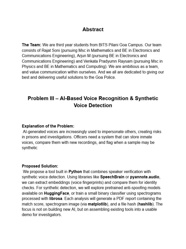 Ai-Based Voice Recognition & Synthetic Voice Detection | PDF | Speech ...