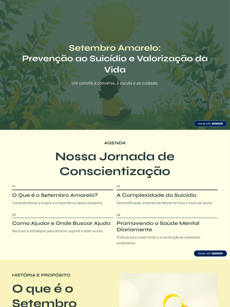 Setembro Amarelo Prevencao Ao Suicidio e Valorizacao Da Vida | PDF ...