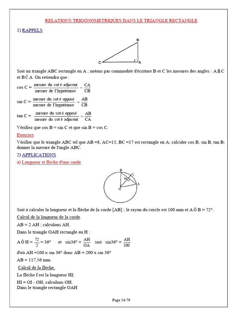 Trigonometry in Right Triangles and Applications | PDF | Objets ...