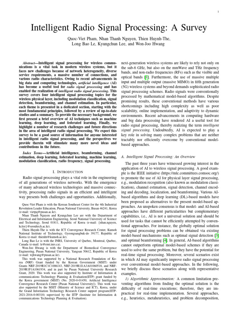 Intelligent Radio Signal Processing Survey | PDF | Machine Learning ...