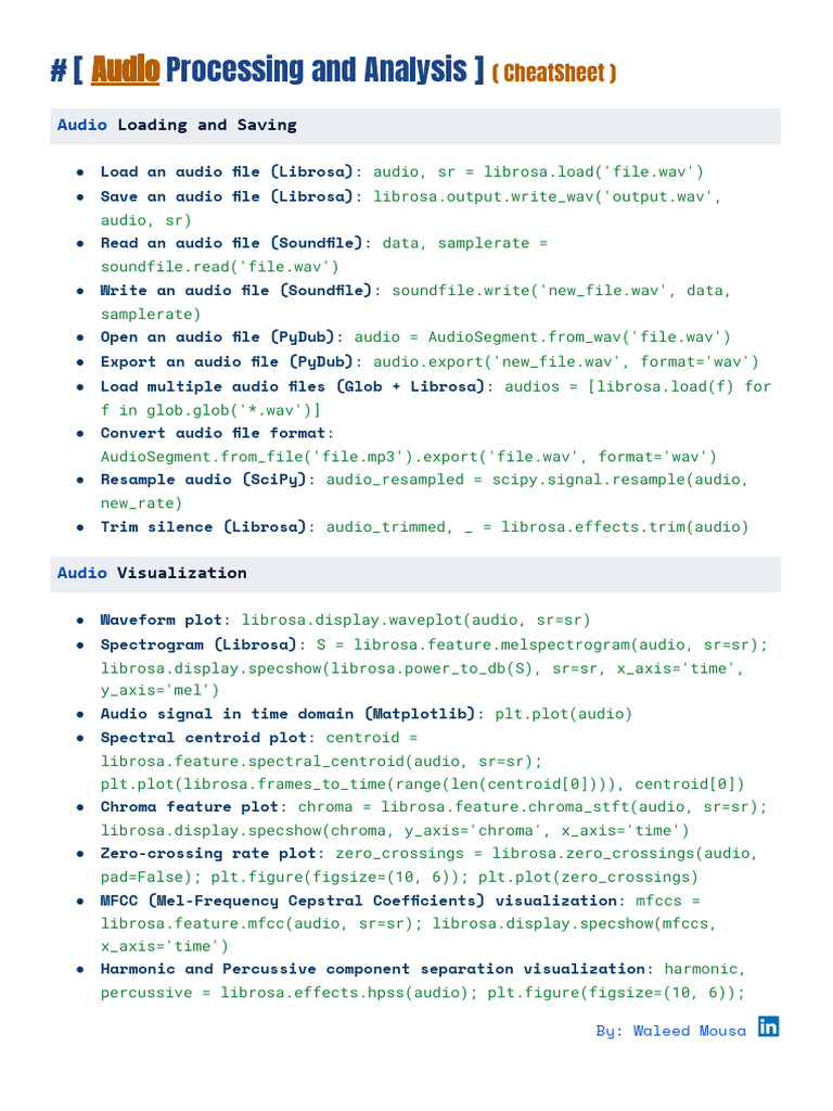 Audio Processing Techniques CheatSheet | PDF | Bandwidth (Signal ...