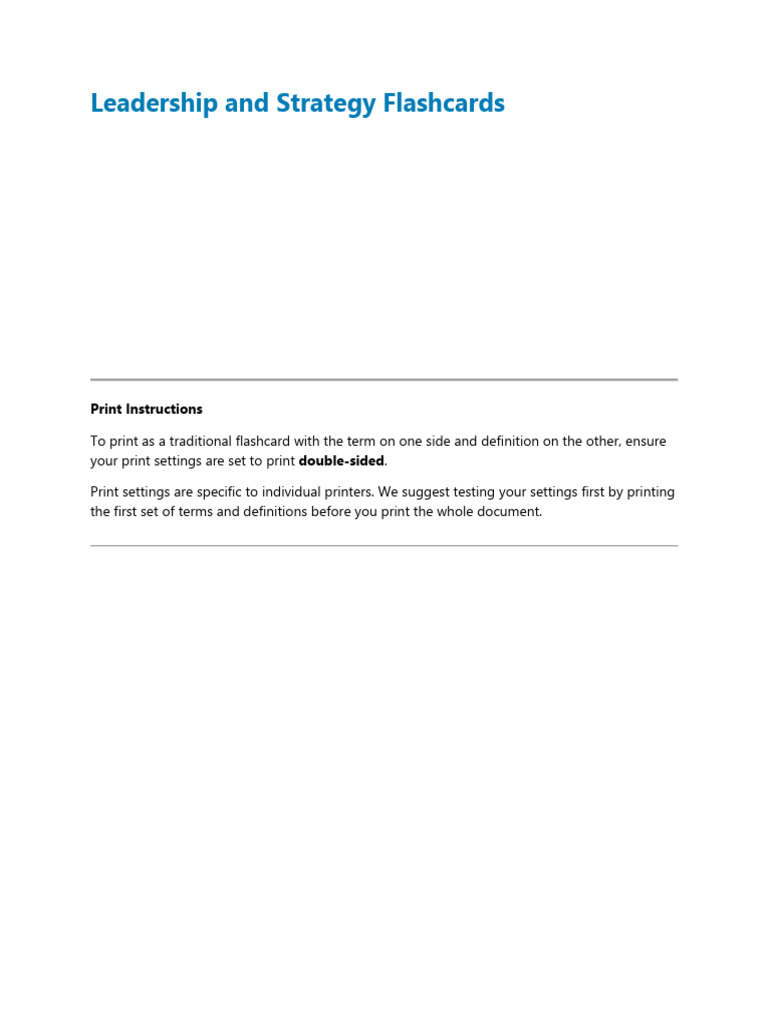 Leadership and Strategy Flashcards - Flashcards PDF | PDF | Leadership ...