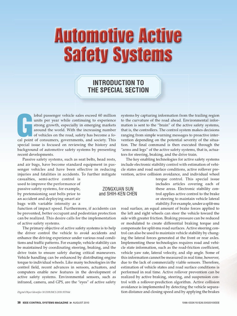 Automotive Active Safety Systems Overview | PDF | Steering | Brake