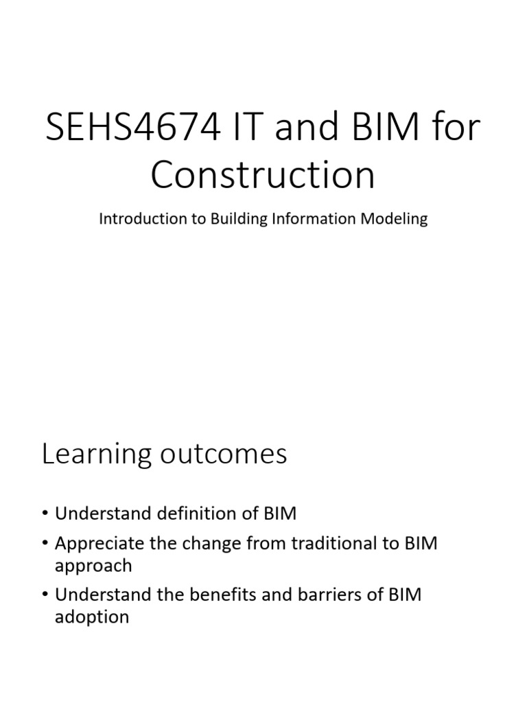 SEHS4674 Lecture - Introduction To BIM | PDF | Building Information ...