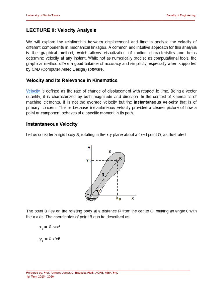 Instantaneous Velocity in Mechanisms | PDF | Kinematics | Velocity