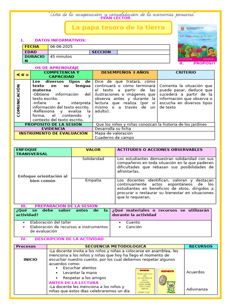 Ea 05 - Semana 2 - Plan Lector - Papa Tesoro de La Tierr - 06-06 ...
