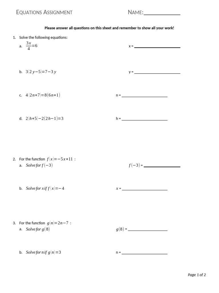 U4 Equations Assignment | PDF