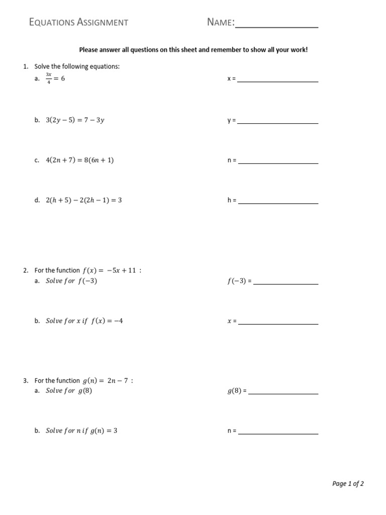 U4 Equations Assignment | PDF