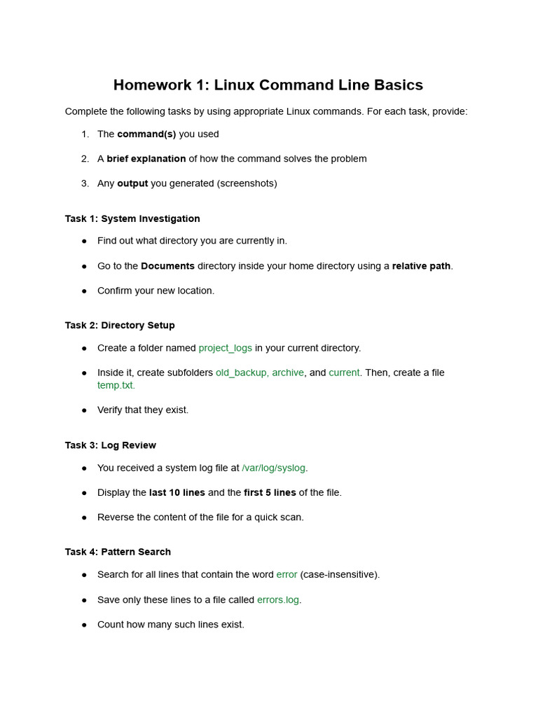 hw01 Linux Command Line Basics | PDF | Computer File | Directory ...