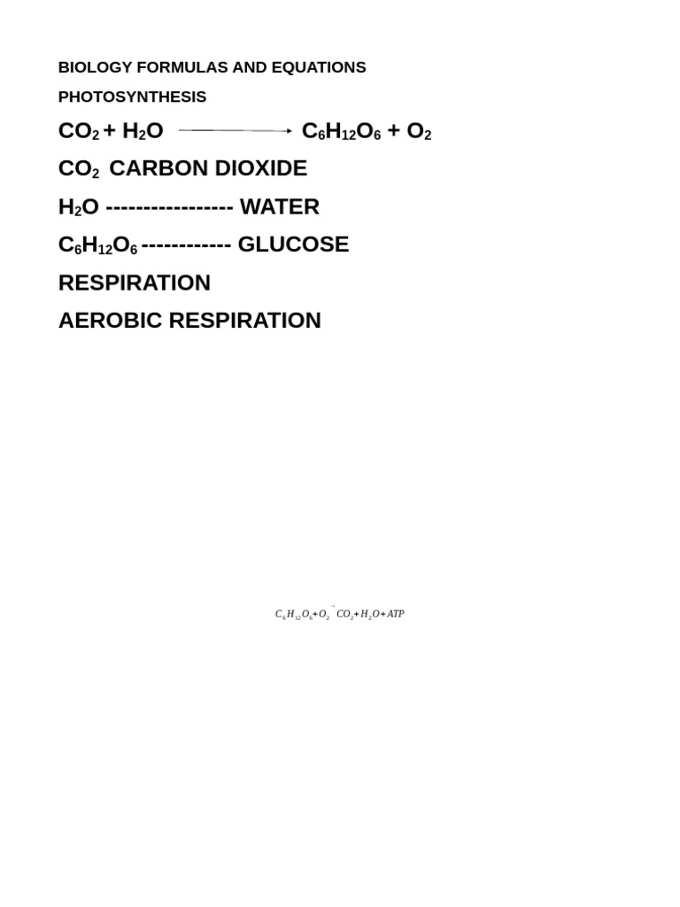 Biology Formulas and Equations | PDF