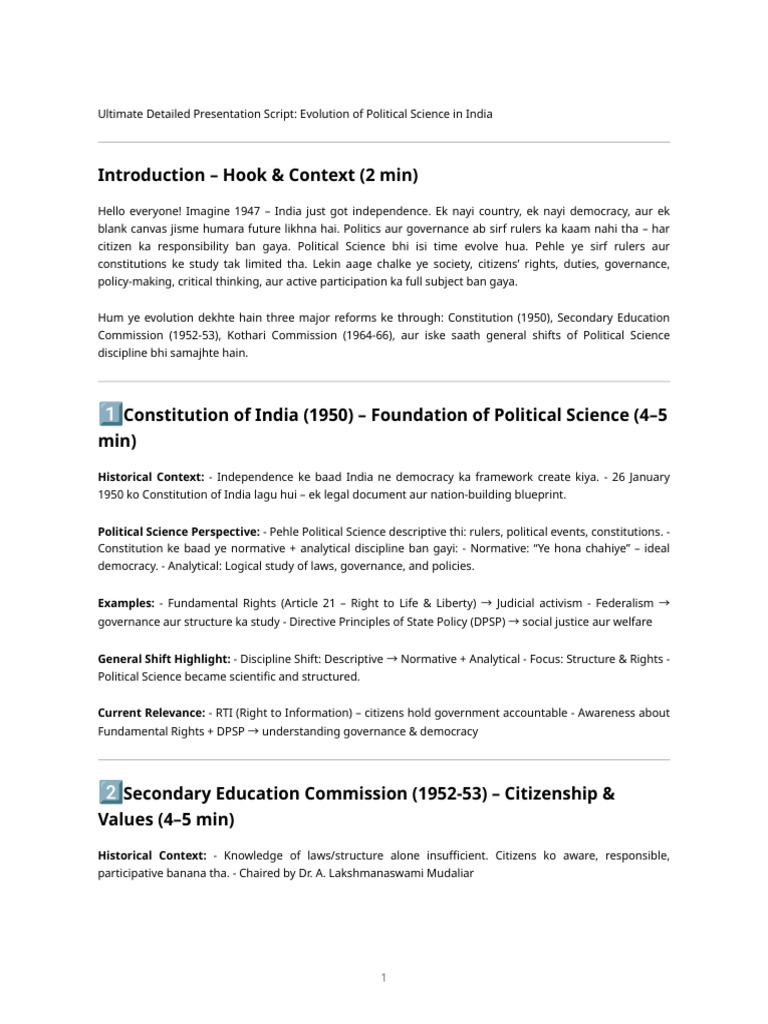 Evolution of Political Science in India | PDF | Science | Value (Ethics)