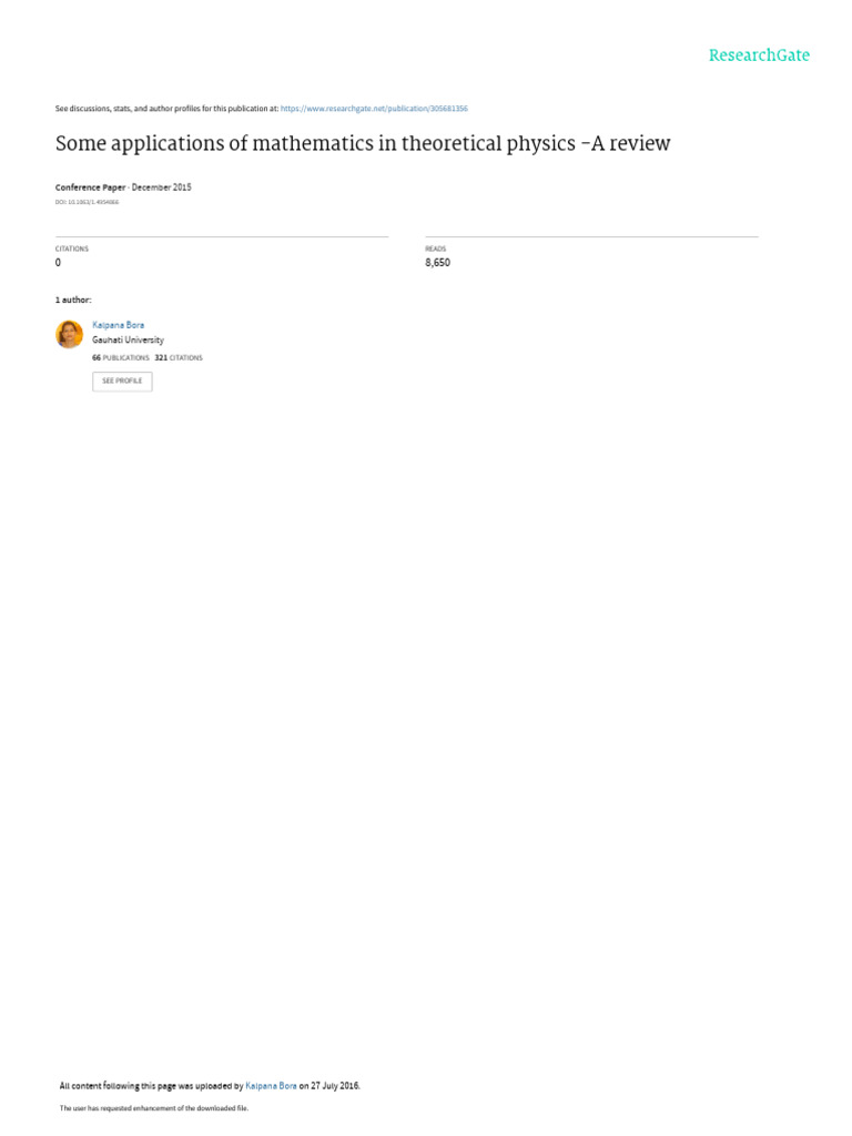 Applications of Mathematics in Physics | PDF | Dimension | Elementary ...